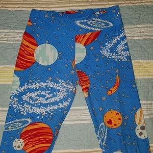 LLR Space Galaxy Planet Leggings EUC OS
